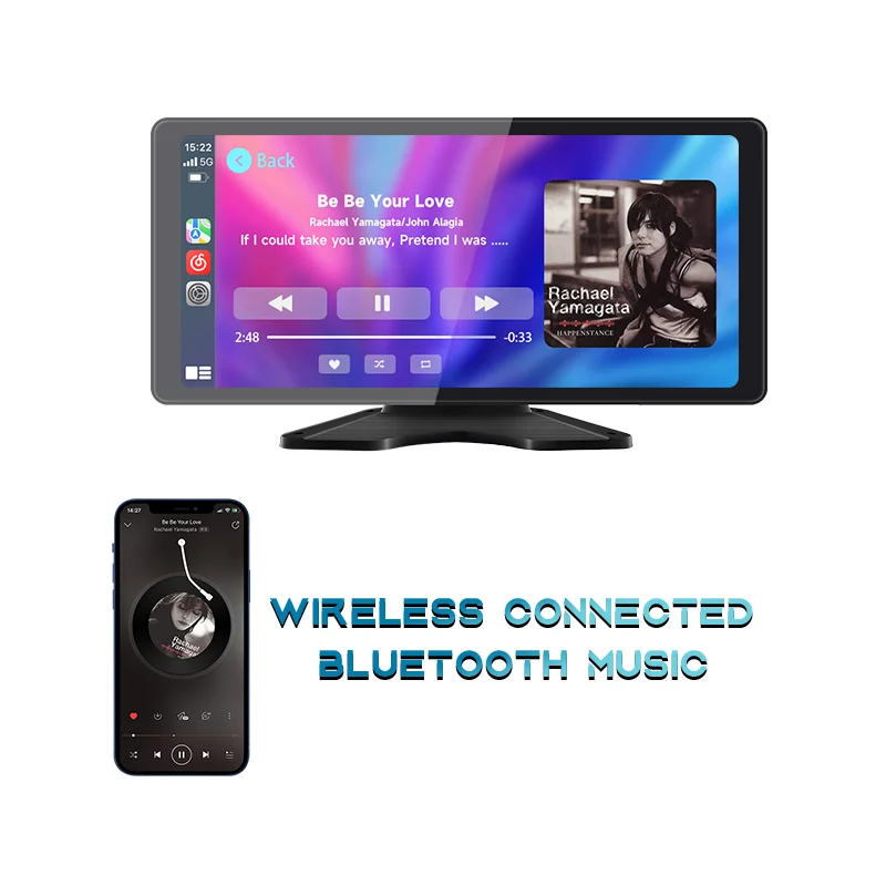 10.36" Apple Carplay & Android Auto Wireless Car DVR 1080p Backup Camera