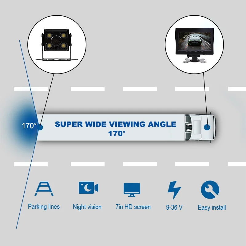 7 Inch Monitor Car Reversing Aid with 1080P AHD Rear View Camera