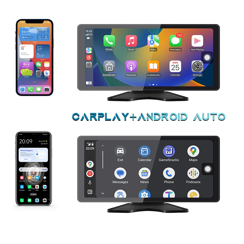 10.36" Apple Carplay & Android Auto Wireless Car DVR 1080p Backup Camera