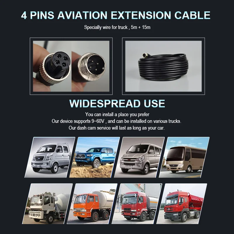7 Inch Vehicle Truck Backup Camera System 1080P Monitor 2CH AHD IR Night Vision