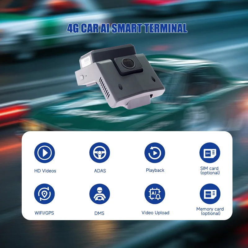 4 Channel 256GB 4G AI Dual Dash Cam for Uber Vehicle Fleet Management