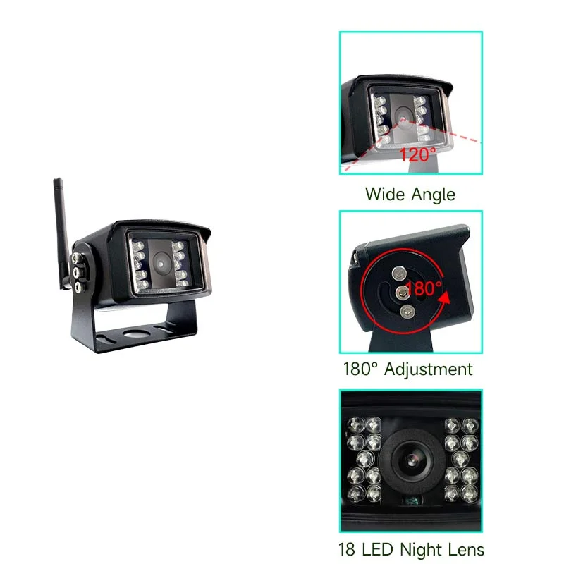 Wireless Backup Camera 7-inch IP67 Waterproof Monitor IP68 Camera