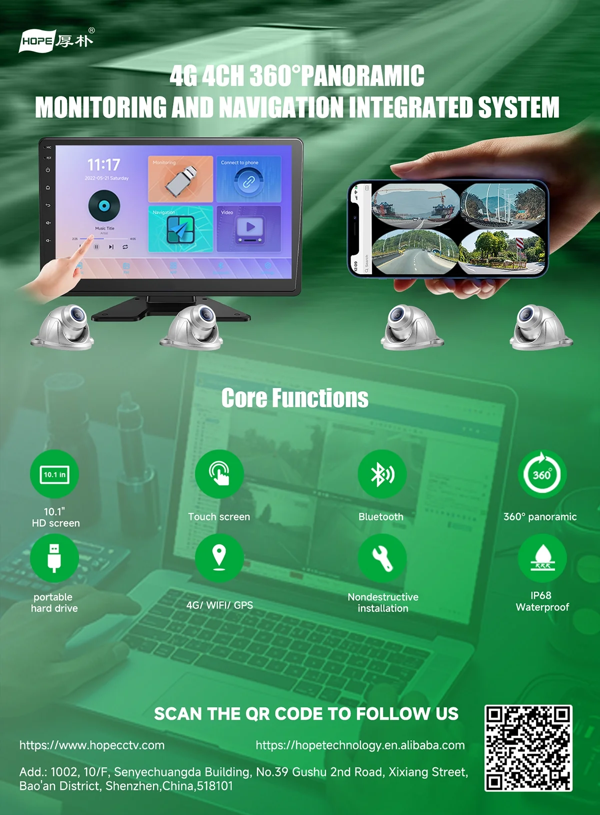 4G 4CH 360° PANORAMIC MONITORING AND NAVIGATION INTEGRATED SYSTEM

